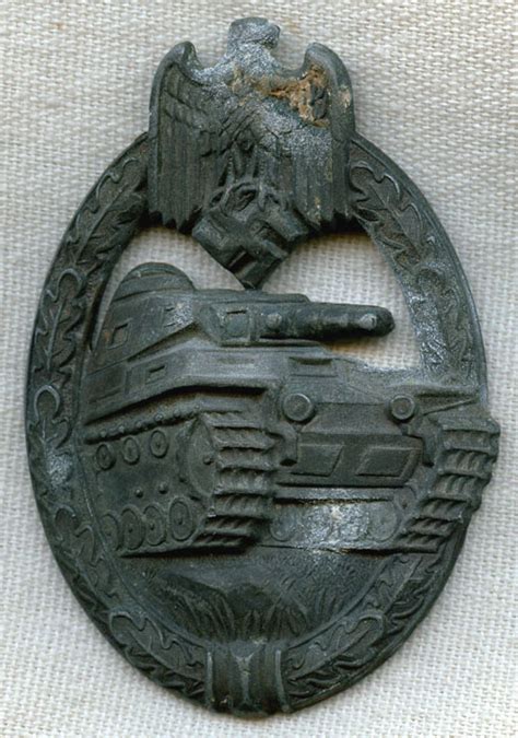 Wartime Nazi Army Tank Badge In Silver Flying Tiger Antiques Online Store