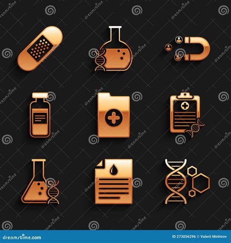 Set Clinical Record Clipboard With Blood Test Genetic Engineering