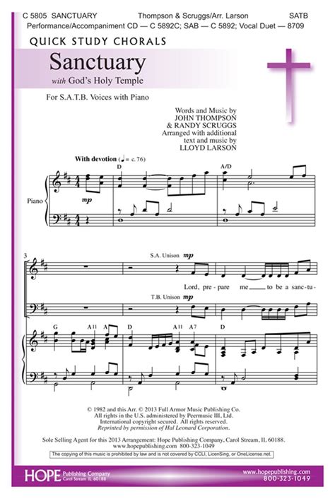 Sanctuary Lars Satb Hope Publishing Company