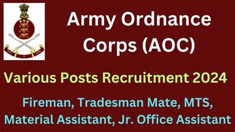 Aoc Recruitment Fireman Tradesman Mate Mts Various Posts