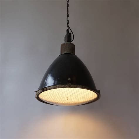 Large French Industrial Pendant Light At 1stdibs
