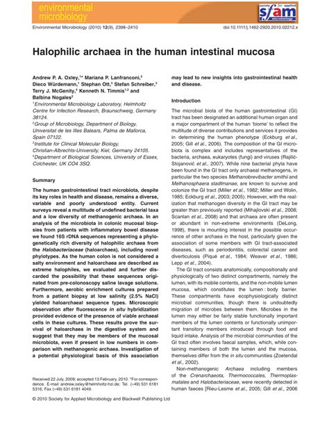 (PDF) Halophilic archaea in the human intestinal mucosa