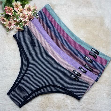 Kit Calcinha De Algod O Listrado Misto Premium Confort Vel Barato Lingerie Shopee Brasil