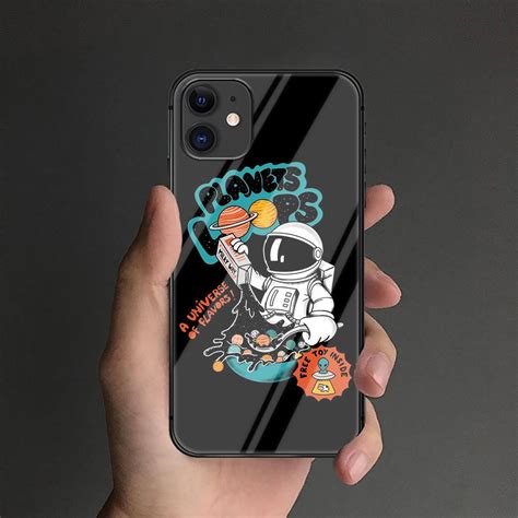 Kaufe Cartoon Astronaut Gehärtetes Glas Handyhülle für iPhone Samsung