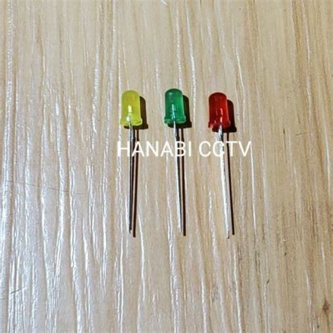 Jual HARGA 10 PCS Lampu LED 5MM Mika Warna Merah Kuning Hijau 3v