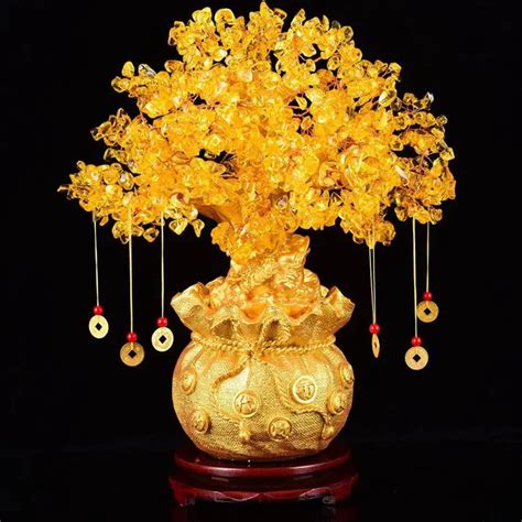 Home Décor Artificial Dried Flora Feng Shui Natural Crystal Money