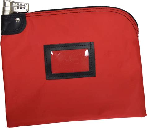 Locking Bank Bag Red Laminated Nylon Combination And Keyed Security