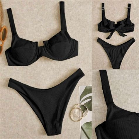 ไลฟสดลด 50 BIkini มโครง เซต 2 ชน ผกหลงปรบขนาดได สดำ ผารอง Shopee Thailand