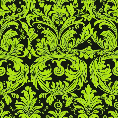 Premium AI Image | A green and black wallpaper with a pattern of leaves ...