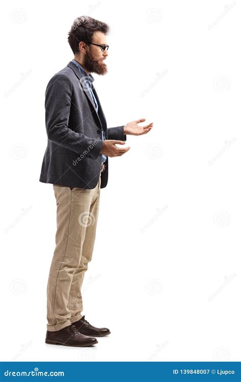 Bearded Man Standing And Talking Stock Image Image Of Profile