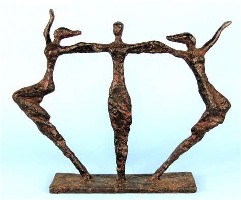 BRUTALIST MID CENTURY MOD Three Nude Female Dancers Bronzed Cast Iron Sculpture 190 69