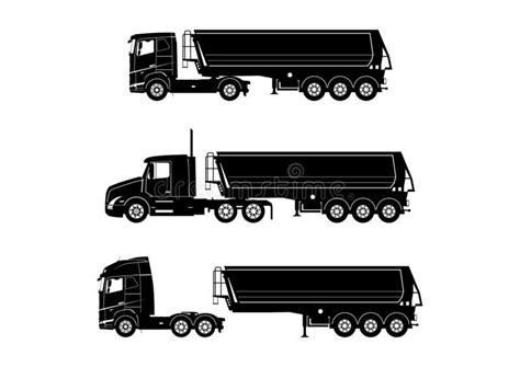 Illustration About Set Of Modern Truck Silhouettes With Tipper Semi