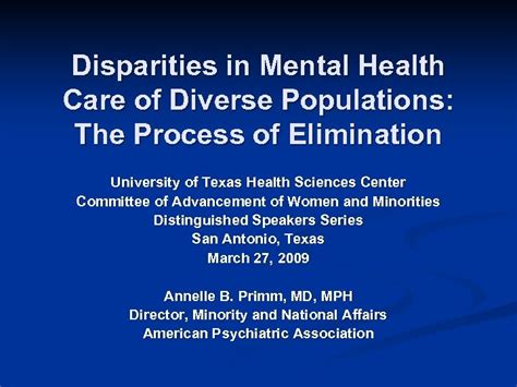 Disparities In Mental Health Care Of Diverse Populations