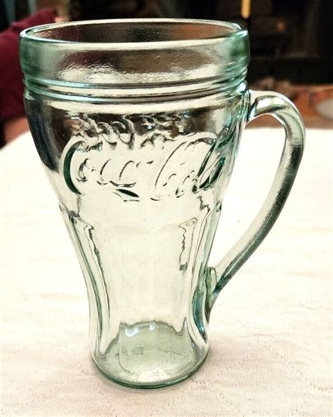 Indiana Glass Coca Cola Heavy Green Glass Oz Mug With Handle Get