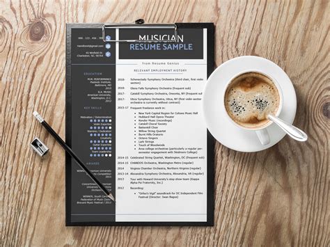 musician resume template  minimalist  clean