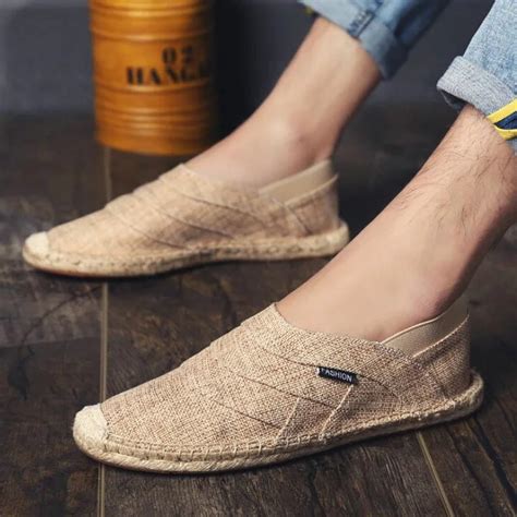 Men Canvas Shoes Summer Breathable Fashion Casual Flat Loafers Driving