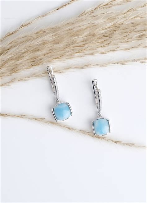 Серьги из серебра с ларимаром от Кубачинский ювелирный завод купить в ...