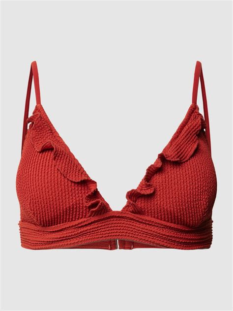 Shiwi Bikini Oberteil mit Rüschen und Strukturmuster Modell RIVIERA bordeaux rot online kaufen