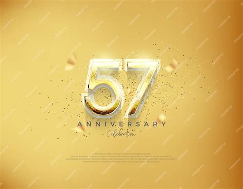 Premium Vector 57th Anniversary Number Luxury Gold Background Vector