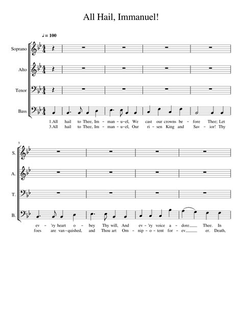 All Hail Immanuel Sheet Music For Soprano Alto Tenor Bass Voice