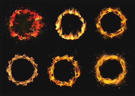 Fire Circle Realistic Ring Of Fire Flame Round Fiery Frame