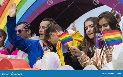 People On A Rainbow Float Attending The Gay Pride Parade Also Known As Christopher Street Day