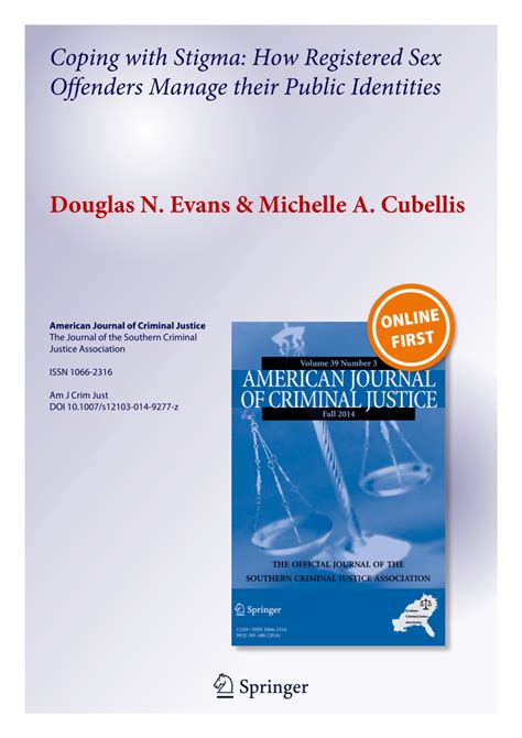 Pdf Coping With Stigma How Registered Sex Offenders Manage Their Public Identities