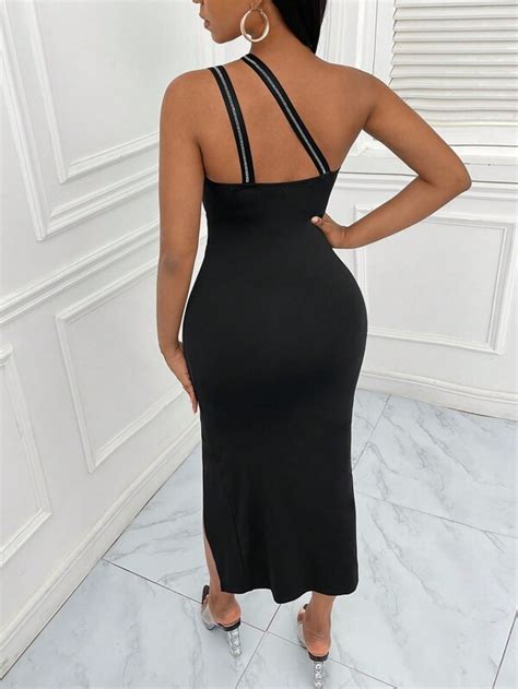 Shein Slayr One Shoulder Cut Out Split Thigh Dress Shein Usa