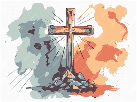 Desenho Da Cruz De Cristo - Cruz de jesus cristo em um fundo aquarelado ilustração de aquarela ...