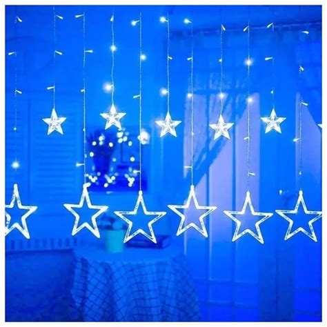 Гирлянда штора "Звезды" ZABI-8 USB 120 L, 3*1 м, USB+батарейка, синяя ...