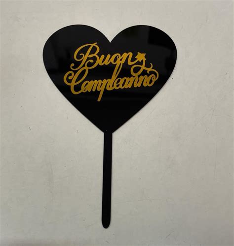 Cake Topper Buon Compleanno Oro Nero Borriello Cakes