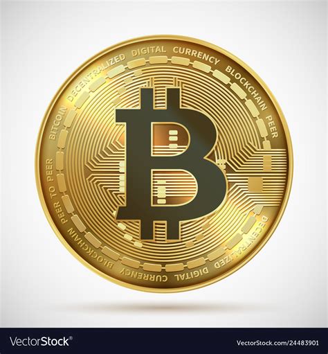 Bitcoin Coin Cryptocurrency Golden Money Digital Vector Image