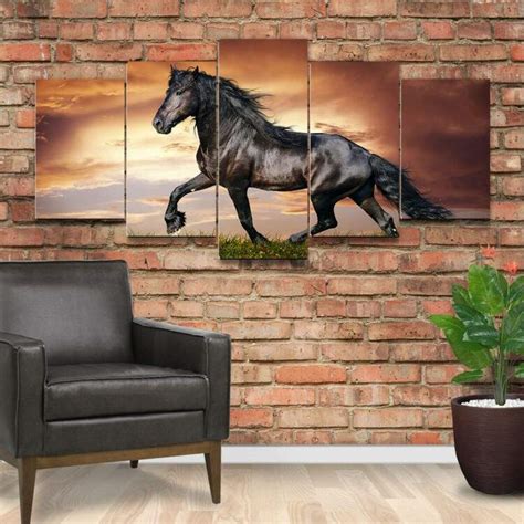 Quadro Decorativo Mosaico Animais Cavalo Preto