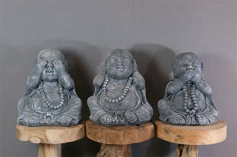 Set De Statues Moine De La Sagesse Cm Gris