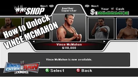 How To Unlock Vince Mcmahon Wwe Smackdown Vs Raw 2008 [xbox 360] Youtube