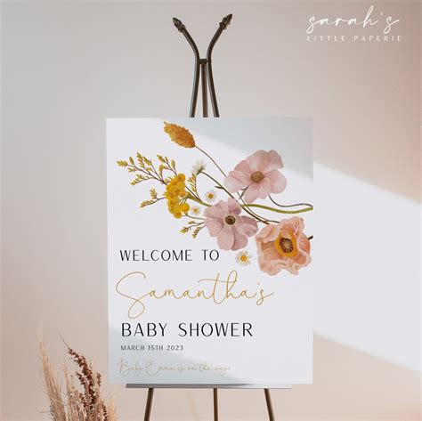 Wildflower Baby Shower Welcome Sign Boho Wildflower Poster Etsy