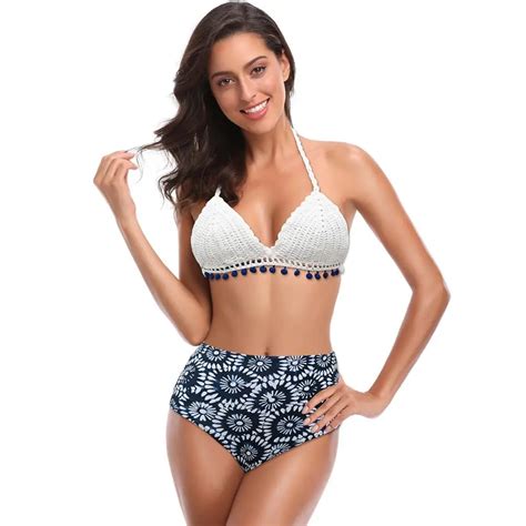 Bikini De Ganchillo Hecho A Mano Para Mujer Traje De Ba O De Dos Piezas Microbikini De Punto