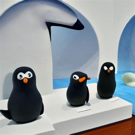 Prompthunt Pingu Pingi Pingg And Robby Visit An Art Gallery Clay