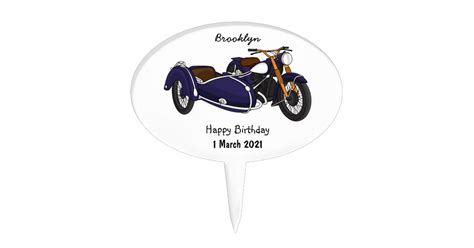 Sidecar Purple Motorcycle Illustration Cake Pick Zazzle