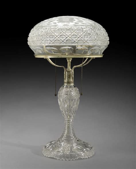 Bonhams An American Brilliant Cut Glass Parlor Lamp And Shade With Silverplate Fittings