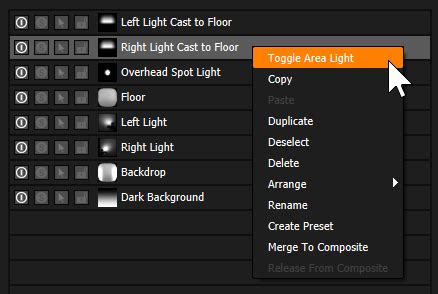 hdr light studio user guide light list panel