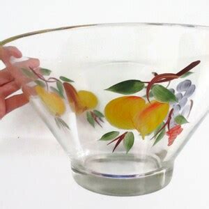 Bartlett Collins Gay Fad Salad Or Chip Bowl Large Hand Painted Glass Bowl Mid Century