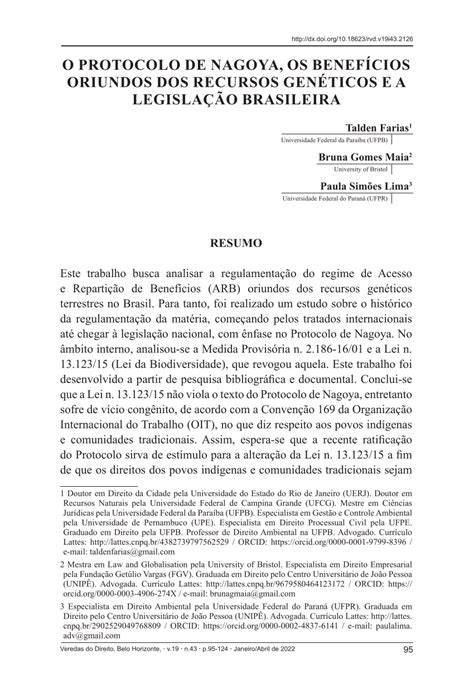 PDF O Protocolo de Nagoya os benefícios oriundos dos recursos