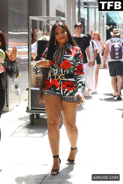 Ashanti Sexy Seen Flaunting Her Hot Figure Wearing A Colorful Dolce And Gabanna Romper At Good