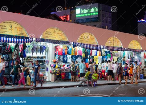 night ben thanh market  saigon editorial photography image