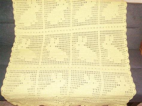 Large Filet Crochet Bunny Afghan Spring Throw By Beyondcrochettoo