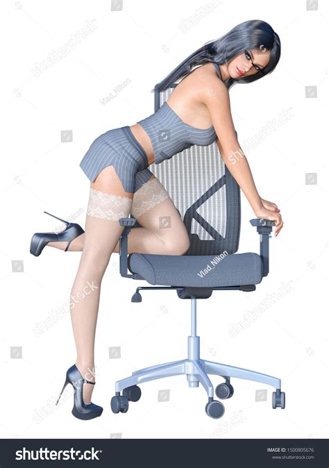 Long Haired Sexy Brunette Secretary Uniform White Stock Illustration Shutterstock