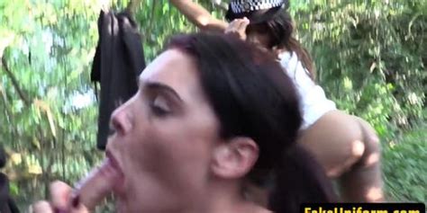 FAKE UNIFORM Uniformed UK Cops Trio Outdoors W Pulled Babe Tnaflix