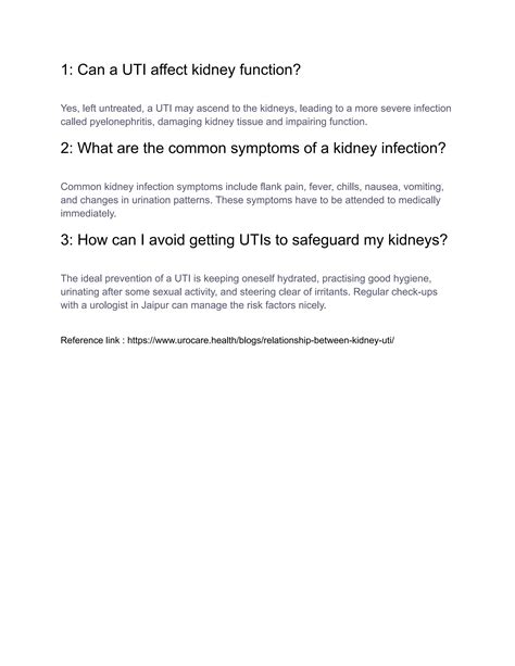 Relationship Between Kidney & UTI By Dr. Sanjay | PDF