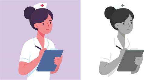 Caring nurse taking notes, flat style vector illustration, Caretaker ...